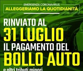 Rinviato al 31 luglio il pagamento del bollo auto e di altri tributi minori