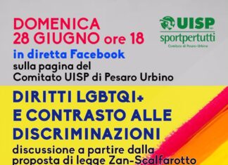 Comitato Uisp Pesaro-Urbino: domenica 28 giugno si parla di diritti LGBTQI+ e contrasto alle discriminazioni