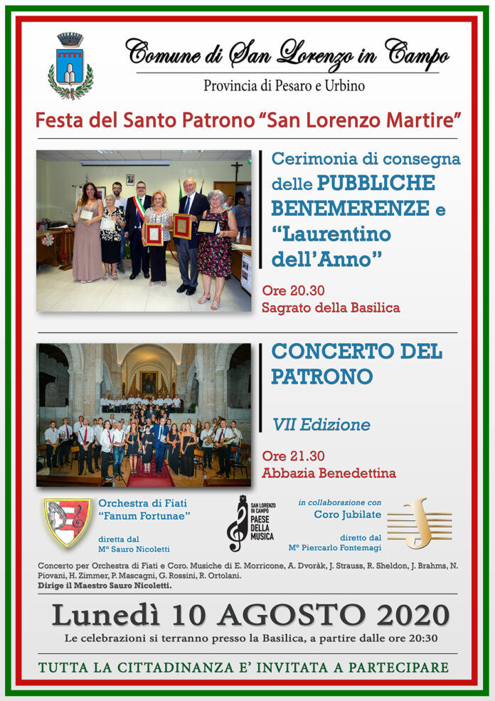 BENEMERENZE CIVICHE e CONCERTO del PATRONO 2020_10AGO20_Loc WEB