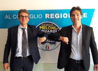 Baldelli, con a fianco Acquaroli, inaugura la nuova sede del comitato elettorale a Calcinelli in vista delle regionali