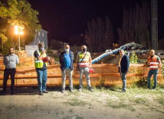 Lavori notturni alla vasca di accumulo. Il presidente Reginelli: “Ringrazio residenti, ditte, operai e volontari del Mattei”