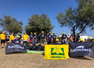 Coldiretti Pesaro Urbino, i giovani raccolgono plastica dal mare e firme contro il fotovoltaico a terra