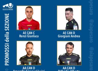 Sezione AIA di Pesaro in festa: 6 i promossi! Gianluca Renzi in Serie C