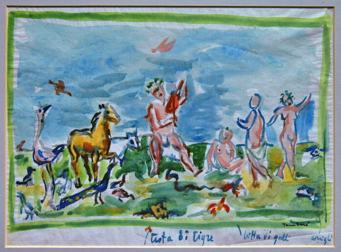Tamburi Orfeo, Teatro Aulico o Erudito, bozzetto,per pannelli E.42 1941
