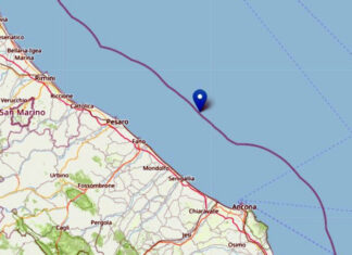 Nel mare a 25 chilometri da Fano ieri sera scossa di magnitudo 3.9. In tutto 15 scosse di intensità superiore a 2.0