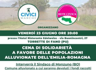 Cena di beneficenza a Torrette di Fano per gli alluvionati dell’Emilia-Romagna
