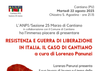 “Resistenza e guerra di Liberazione in Italia. Il caso di Cantiano”. Lorenzo Panunzi presenta la sua tesi di laurea