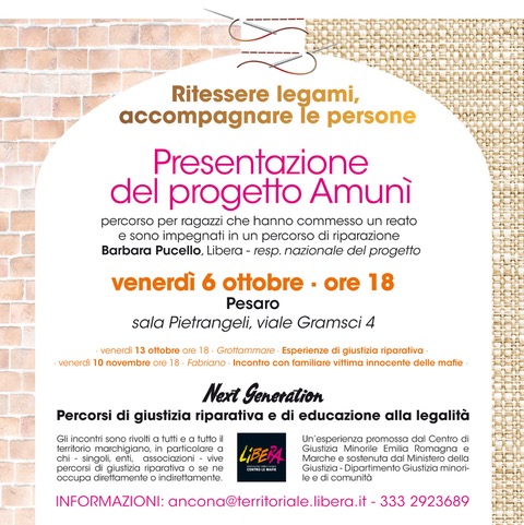 Giustizia riparativa Pesaro 6 ottobre