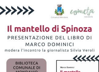 Marco Dominici e il mantello di Spinoza. Sabato 24 presentazione del libro alla biblioteca di Mondavio