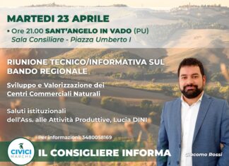 Centri commerciali naturali. Il consigliere regionale Rossi (Civici Marche) presenta il bando regionale a Sant’Angelo in Vado