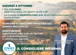 Bando Agriturismo, questa sera a Fano l’incontro informativo con Giacomo Rossi
