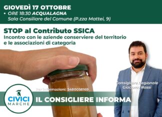 Stop alla tassa sulle conserve alimentari. Se ne parla con il Consigliere Giacomo Rossi (Civici Marche) ad Acqualagna