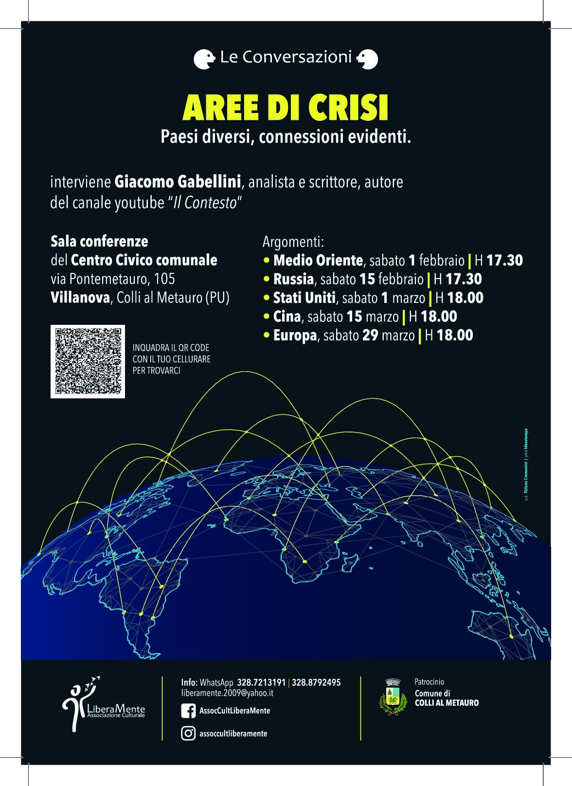 “Aree di crisi – paesi diversi, connessioni evidenti”, ciclo di incontri a Villanova di Colli al Metauro