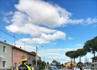 Fano: auto abbatte una cancellata, poi si ferma in mezzo alla strada