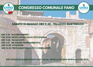 Sabato 10 maggio, primo congresso di Civici Fano