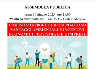 Questa sera a Villanova la presentazione della Comunità Energetica Metauro Cesano