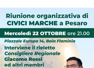 Incontro pubblico di Civici Marche domani a Pesaro