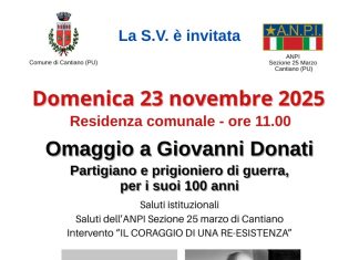 Domenica l’omaggio di Cantiano a Giovanni Donati: le cento candeline di un partigiano e prigioniero di guerra