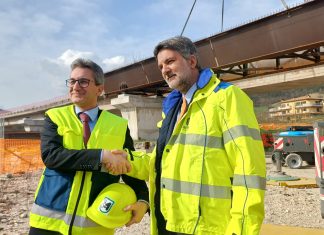 Acqualagna, sopralluogo dell’assessore regionale Baldelli al cantiere del nuovo viadotto Candigliano. Investimento di 19 milioni