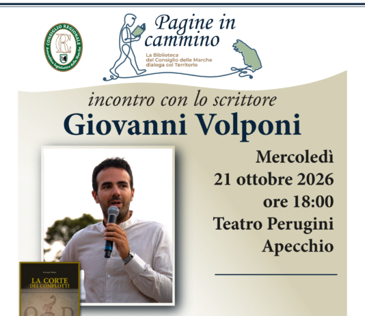 “Pagine in cammino” fa tappa ad Apecchio: mercoledì 21 ottobre, Giovanni Volponi presenta i romanzi storici “La corte dei complotti” e “La corte dei veleni”