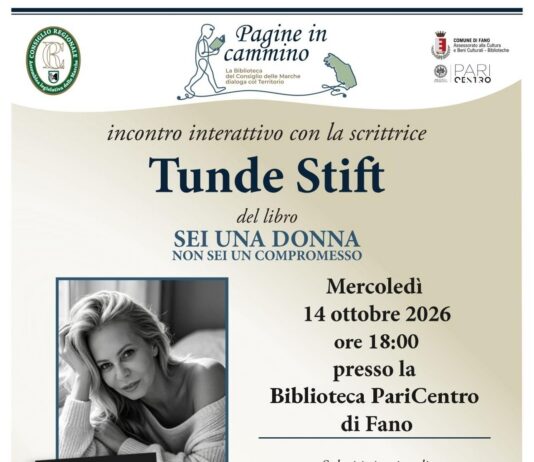 “Pagine in cammino” fa tappa a Fano: mercoledì 14 ottobre, Tunde Stift presenta “Sei una donna, non un compromesso” alla biblioteca PariCentro