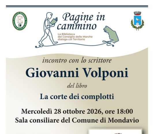 “Pagine in cammino” fa tappa a Mondavio: mercoledì 28 ottobre, Giovanni Volponi presenta “La corte dei complotti”
